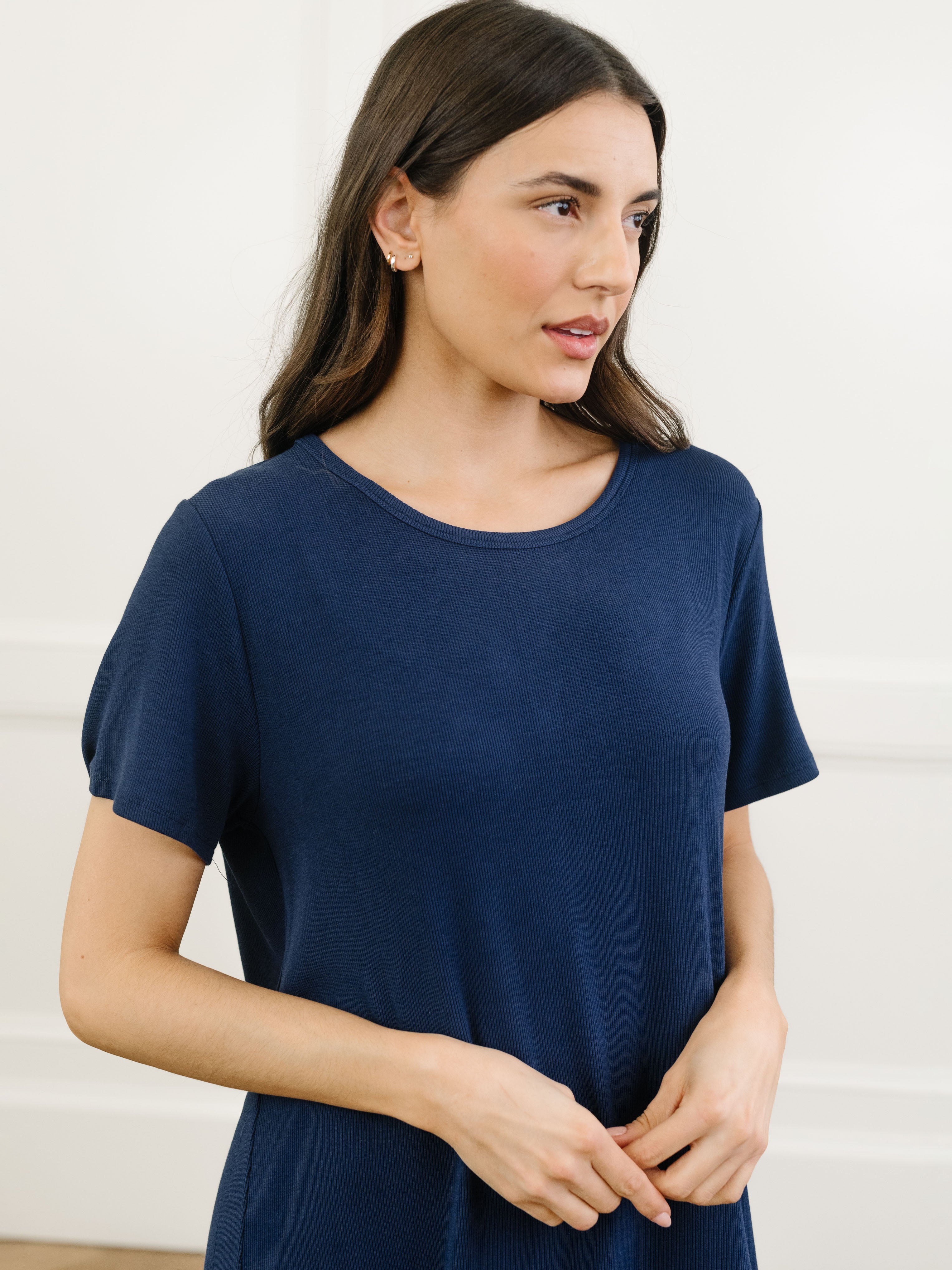 Rib-knit Sweater with Asymmetric Hem - Light taupe - Ladies