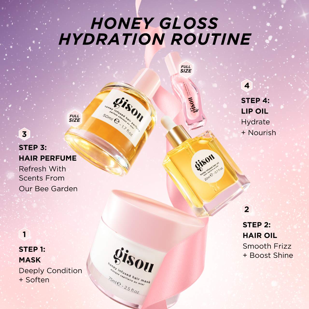 GISOU Honey Gloss Hydration Heroes セット Shop Gisou Honey Gloss Hydration Heroes - Hair & Lip Care